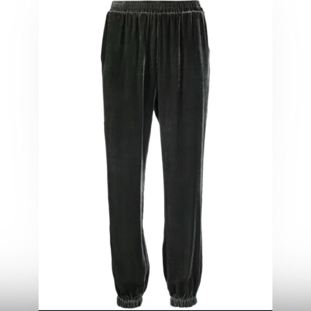 Skies Are Blue Women’s Black Velour High-Rise Tapered Jogger Pants Large